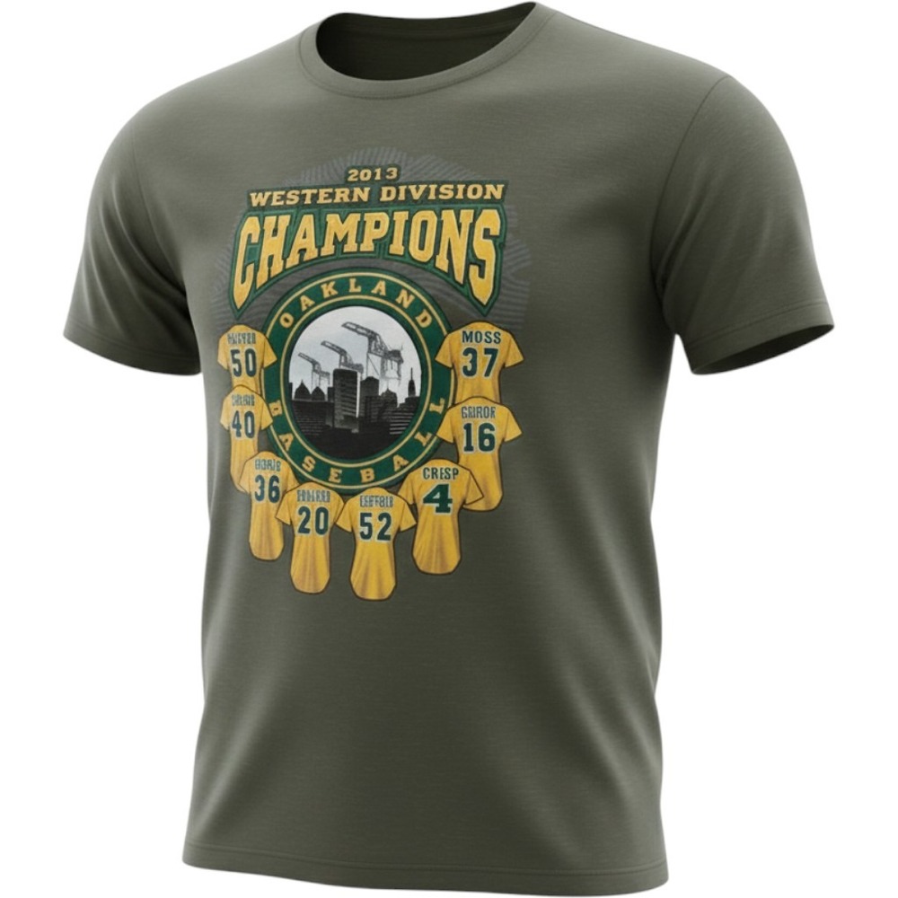 Alstyle T-Shirt Mens XXL Green Oakland Athletics 2013 Division Champions Graphic
